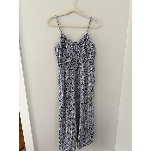 H&M Dresses & Skirts - H&M Cotton Smocked Blue White Midi Strappy Sundress L